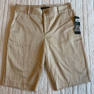 Lauren Ralph Lauren Women's Size 4 Khaki Shorts Bermuda Flat Front Pockets New